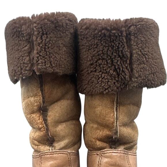 VTG 70s Blondo Leather Boots 10 Shearling Western Winter Distressed boho Hippie - Picture 4 of 16